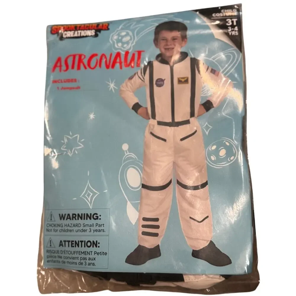 Spooktacular Creations Astronaut Costume Jumpsuit White Space Suit 3T (3-4 Yrs)